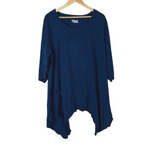 Cottonways Gauzy Indigo Blue Addison Top Tunic Women Size 3 (2X/3X) Lagenlook